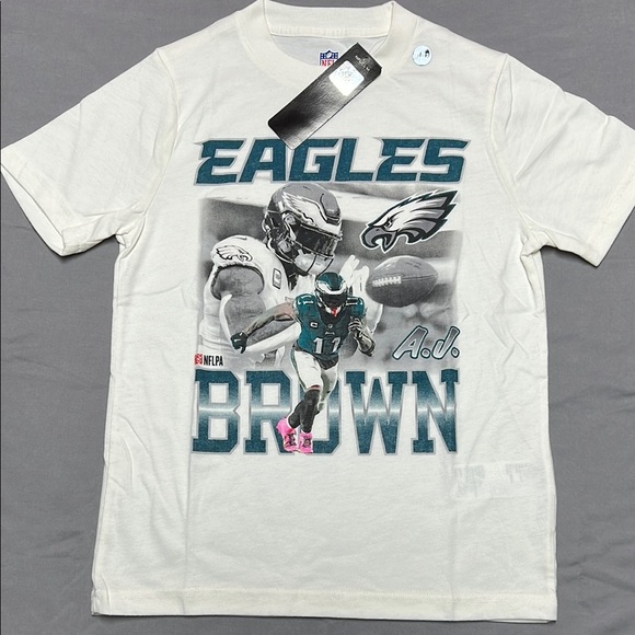NFL Other - NFL Eagles Graphic T-Shirt - White kids size 11/12 AJ. Brown nfl Super Bowl